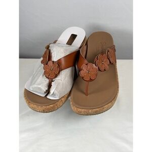 Skechers Arch Fit Beverlee Rare Blossom Cork Wedge Thong Sandal Luggage 12